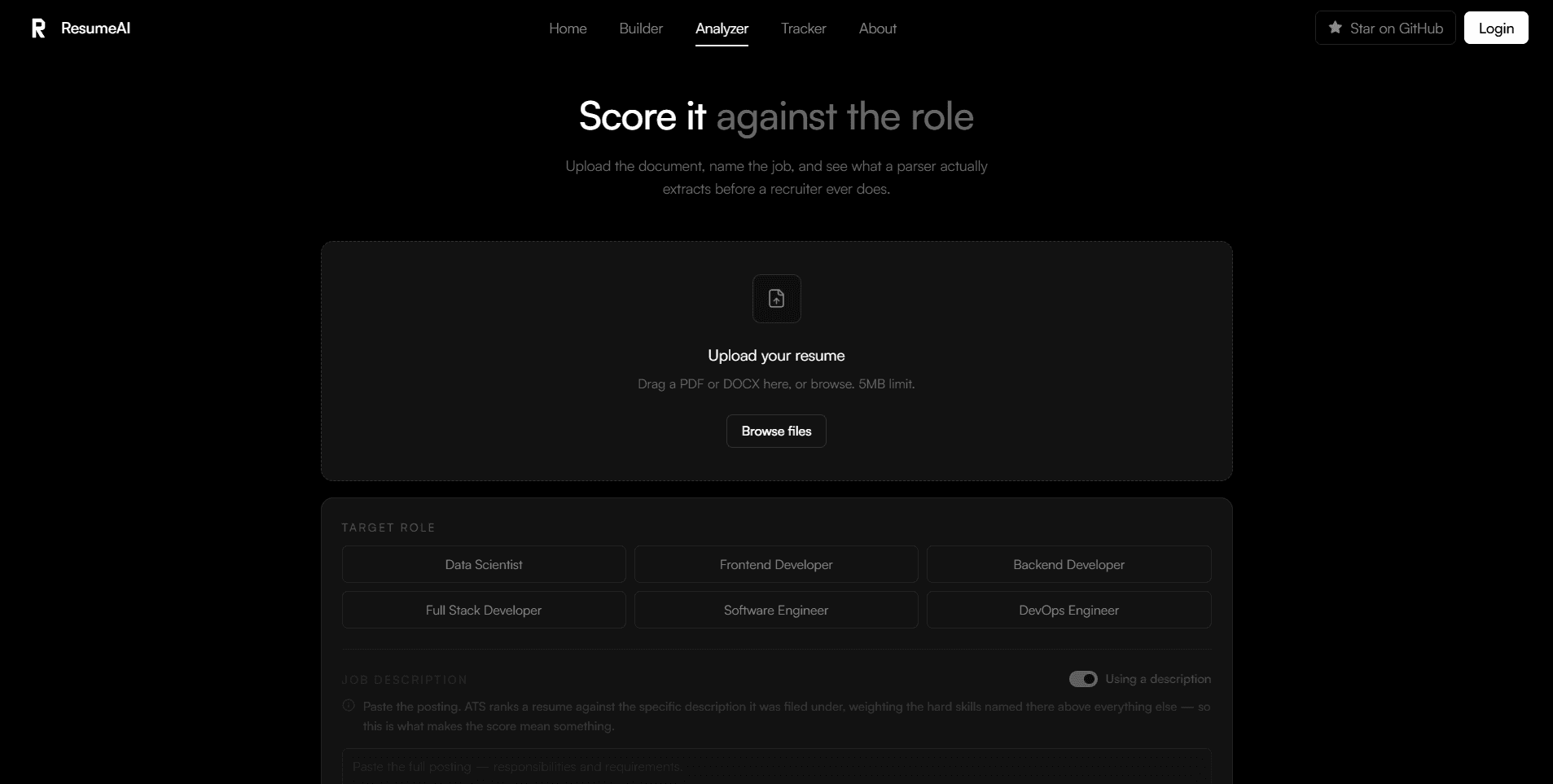 Resume AI — Upload your resume for analysis